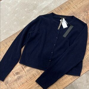 NWT Navy Cashmere Button-Front Cardigan